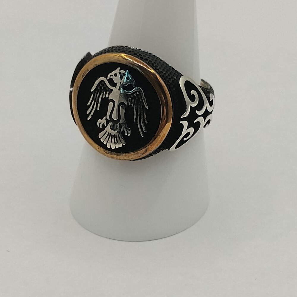 Eagle Ring in Matt Black Finish on Sterling Silver sz 9